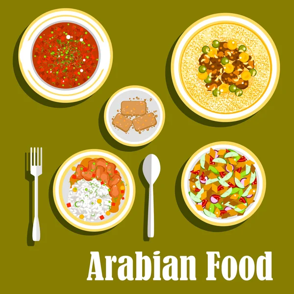 Τοπική αραβική κουζίνα πιάτα επίπεδη εικονίδιο — Διανυσματικό Αρχείο