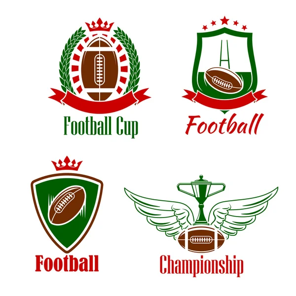 Rugby championship or sport club retro icons — Stock Vector