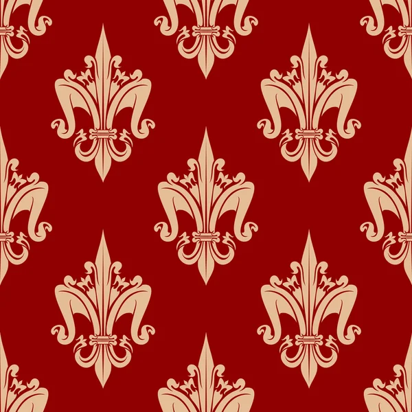 Bright red french fleur-de-lis seamless pattern — Stok Vektör