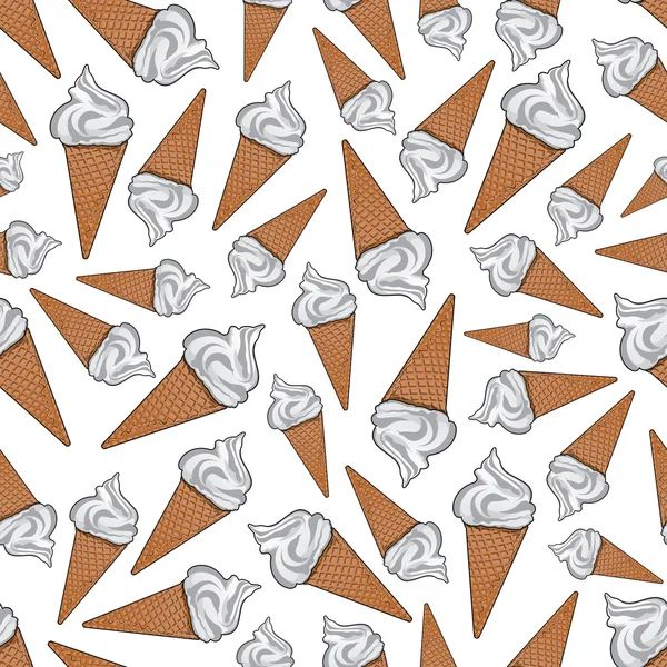 Vanilla gelato ice cream cones seamless pattern — Stock vektor