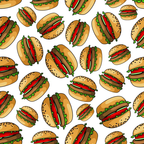 Seamless american bbq burgers background pattern — Stock Vector