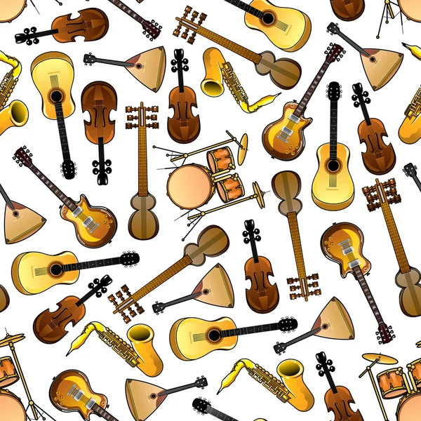 Klasik, etnik müzik aletleri sorunsuz desen — Stok Vektör