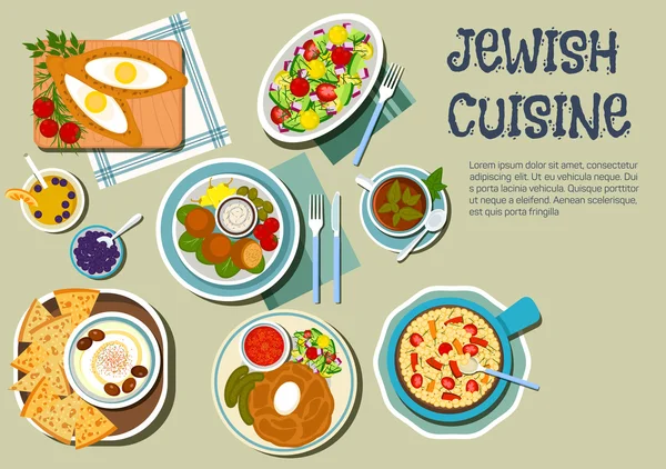 Shabbat day dishes of jewish cuisine flat icon — Stockový vektor