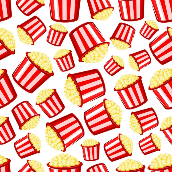 Takeaway buckets of popcorn seamless pattern — 스톡 벡터