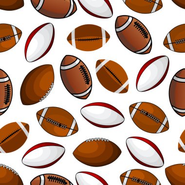 American football and rugby balls seamless pattern