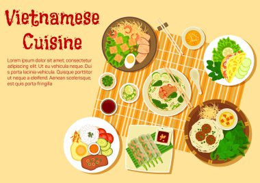 Vietnamlı aile yemeği katta düz simgesi servis