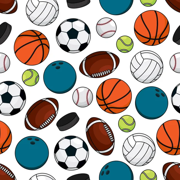 Balls and pucks for team games seamless pattern — Stock Vector