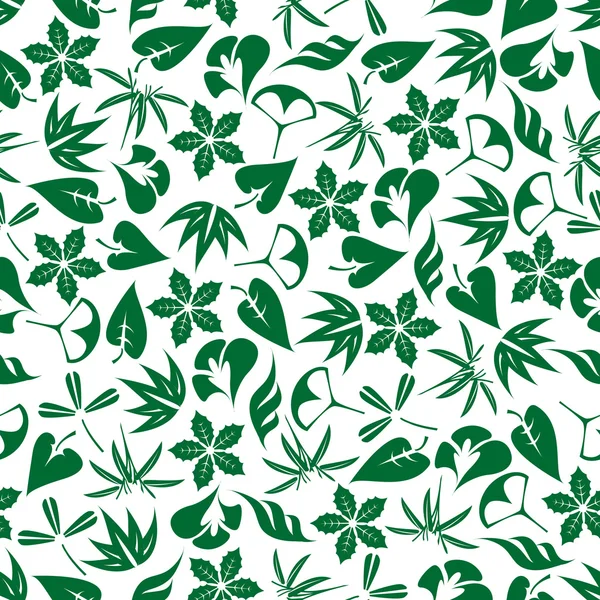 シームレスなエメラルドグリーンの葉と小枝のパターン — ストックベクタ