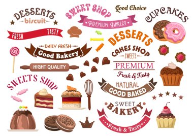 Çikolata lı hamur işleri ve tatlılar tasarım elemanları