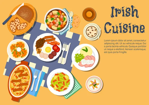 Nourishing meaty irish dishes for dinner menu icon — Stok Vektör