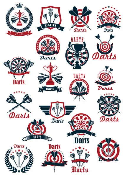 Dartboards com símbolos de dardos para design esportivo —  Vetores de Stock