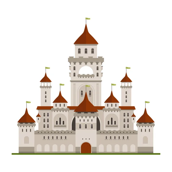 Kungafamiljens slott med skyddsmurar, huvud palats — Stock vektor