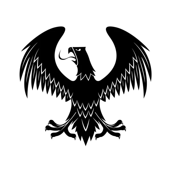Águia preta com asas estendidas ícone heráldico — Vetor de Stock