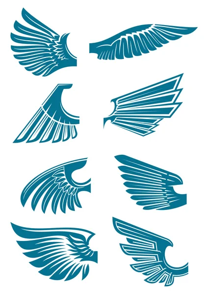 Alas abiertas azules símbolos para el diseño del tatuaje — Vector de stock