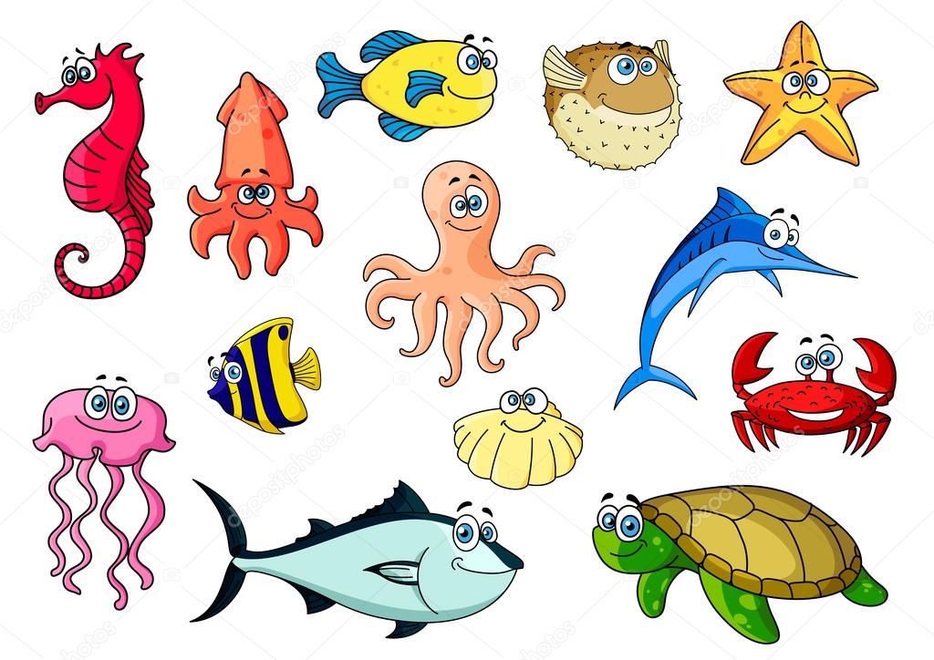 Cartoon sea animals for underwater wildlife design Stock Vector Image by ©Seamartini #111339568 Cartoon sea animals for underwater wildlife design Stock Vector Image by ©Seamartini #111339568