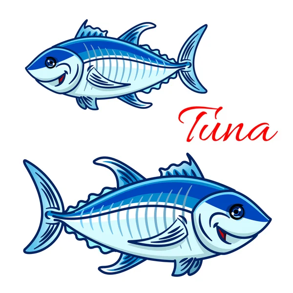 Мультипликационный голубой тунец для рыбной ловли — стоковый вектор