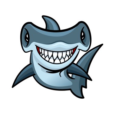 Mutlu karikatür hammerhead köpekbalığı karakteri