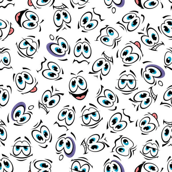 Seamless cartoon smiley faces characters pattern — Stock Vector