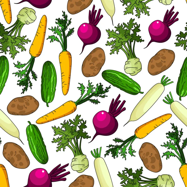 新鮮な有機野菜のシームレス パターン — ストックベクタ