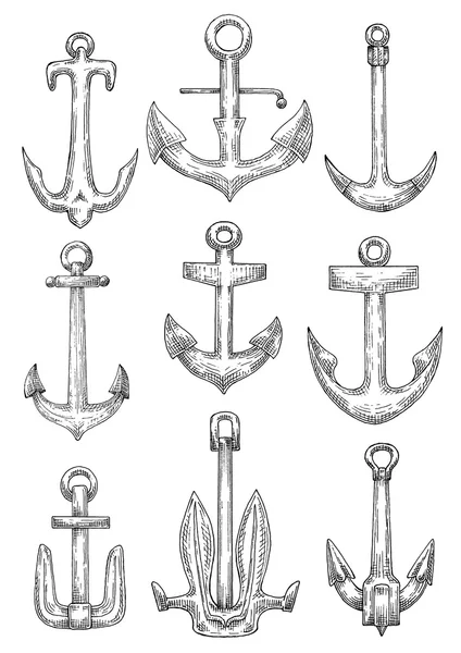 Anclajes náuticos para el diseño de barcos y embarcaciones — Archivo Imágenes Vectoriales