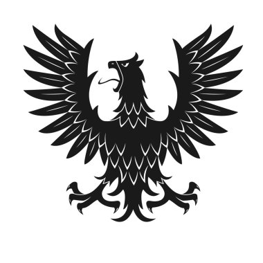 Agresif duruş simgesi siyah heraldic kartal