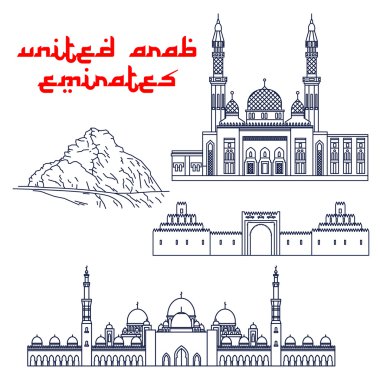 Bae ince çizgi simgeleri ünlü turistik