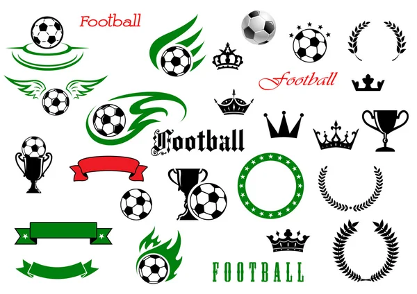 Football or soccer game symbols for sport design — Stock Vector