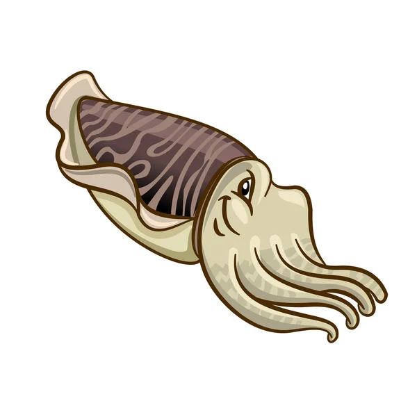 Zwemmen grijs squid cartoon karakter — Stockvector