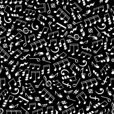 Siyah beyaz müzik notaları ile kesintisiz desen