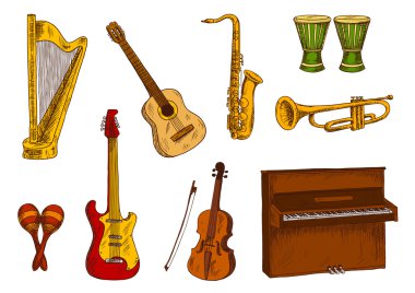 Eğlence tasarımı için müzik aletleri simgeleri