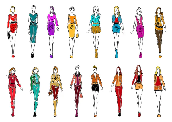 Young women in elegant clothes for everyday style — Stockvector