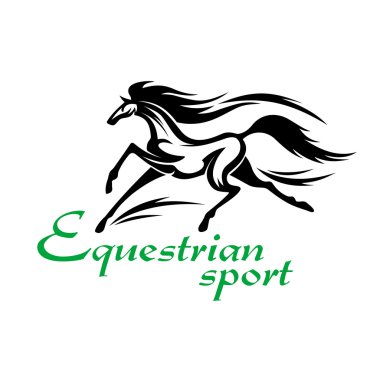 Running racehorse icon for equestrian sport design