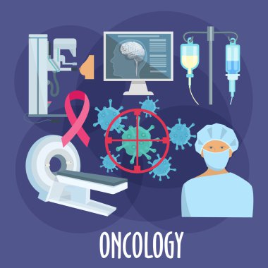 Oncology medicine flat icon for healthcare design clipart