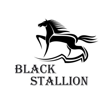 Horse show symbol with purebred stallion at a trot