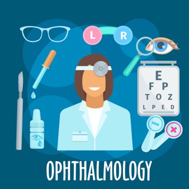Optometrist meslek ve göz muayenesi sembolü
