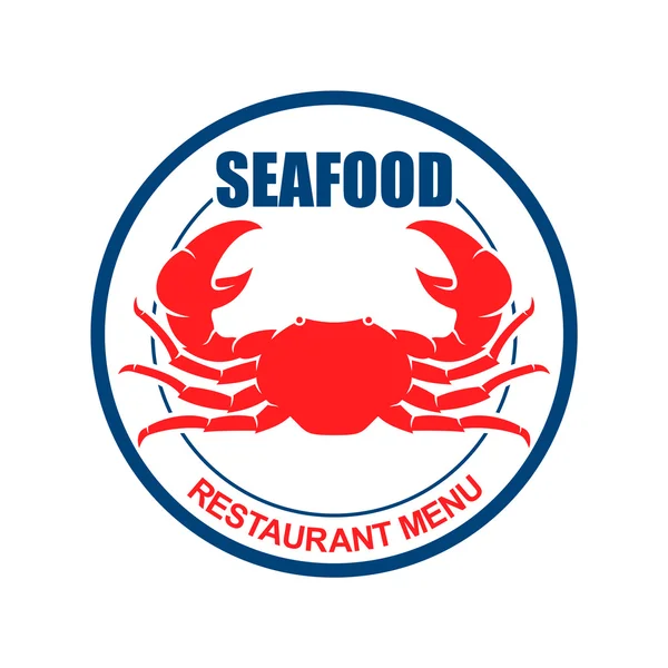 Crab on a plate retro icon for seafood menu design — ストックベクタ