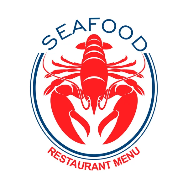 Giant red lobster icon in blue oval frame — ストックベクタ