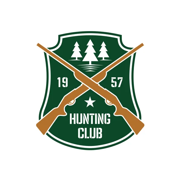 Hunting insignia with crossed rifles on a shield — Stock Vector