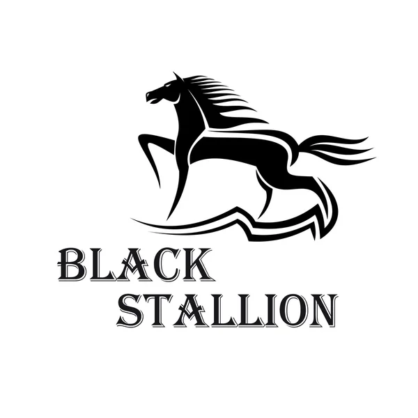 Horse show symbol with purebred stallion at a trot — Stock Vector