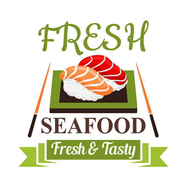 Japanese nigiri sushi icon for seafood menu design — ストックベクタ