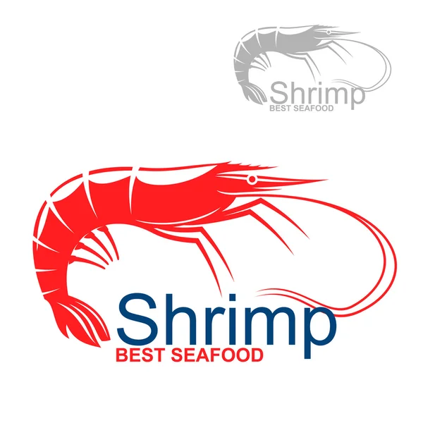 Insignia de camarón rojo marino para el diseño del mercado de pescado — Vector de stock