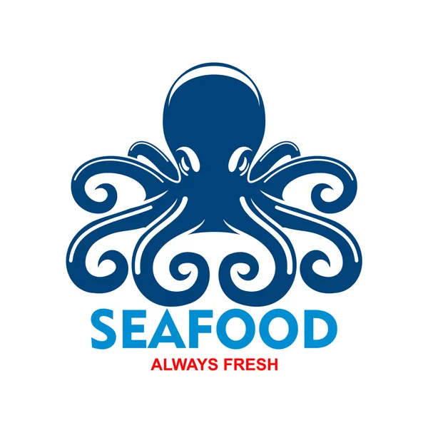 Blue pacific octopus icon for seafood menu design — Stock Vector