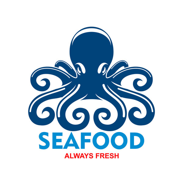 Blue pacific octopus icon for seafood menu design