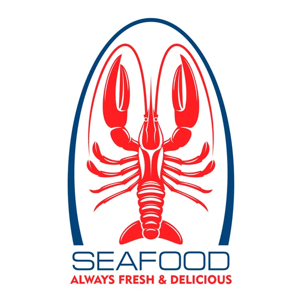 Wild caught marine lobster or crayfish retro icon — ストックベクタ