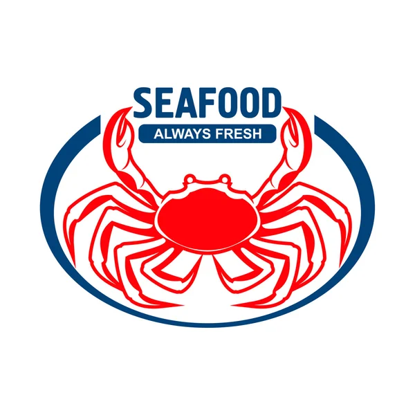 Dungeness conception de badge de crabe avec en-tête Seafood — Image vectorielle