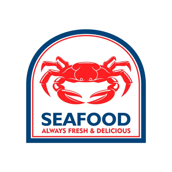 Badge restaurant méditerranéen avec symbole de crabe — Image vectorielle