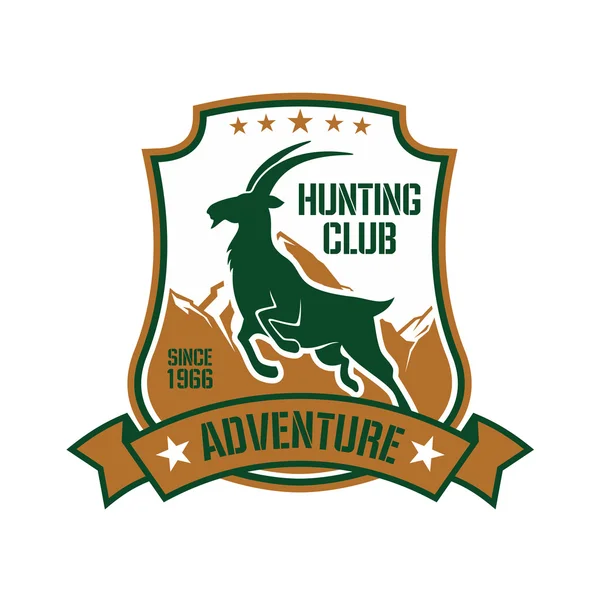 Hunting badge for sporting club design with goat — Stock Vector