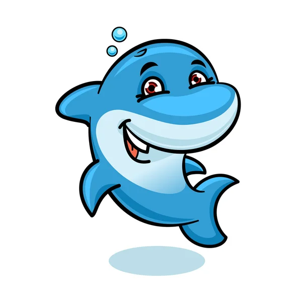 Playful cartoon blue atlantic bottlenose dolphin — Stock Vector