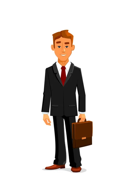 Hombre de traje de negocios con maletín — Vector de stock