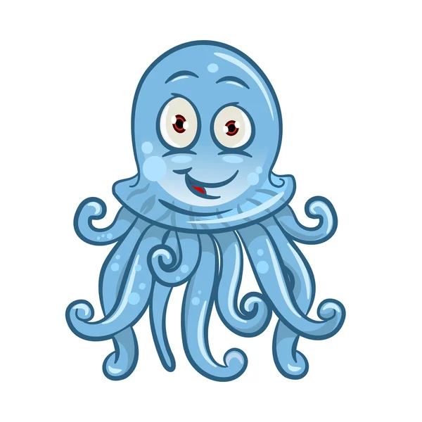 Cartoon niebieski Jellyfish do projektowania życia morskiego — Wektor stockowy